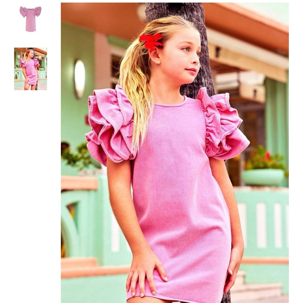 Lola and the boys pink denim dress